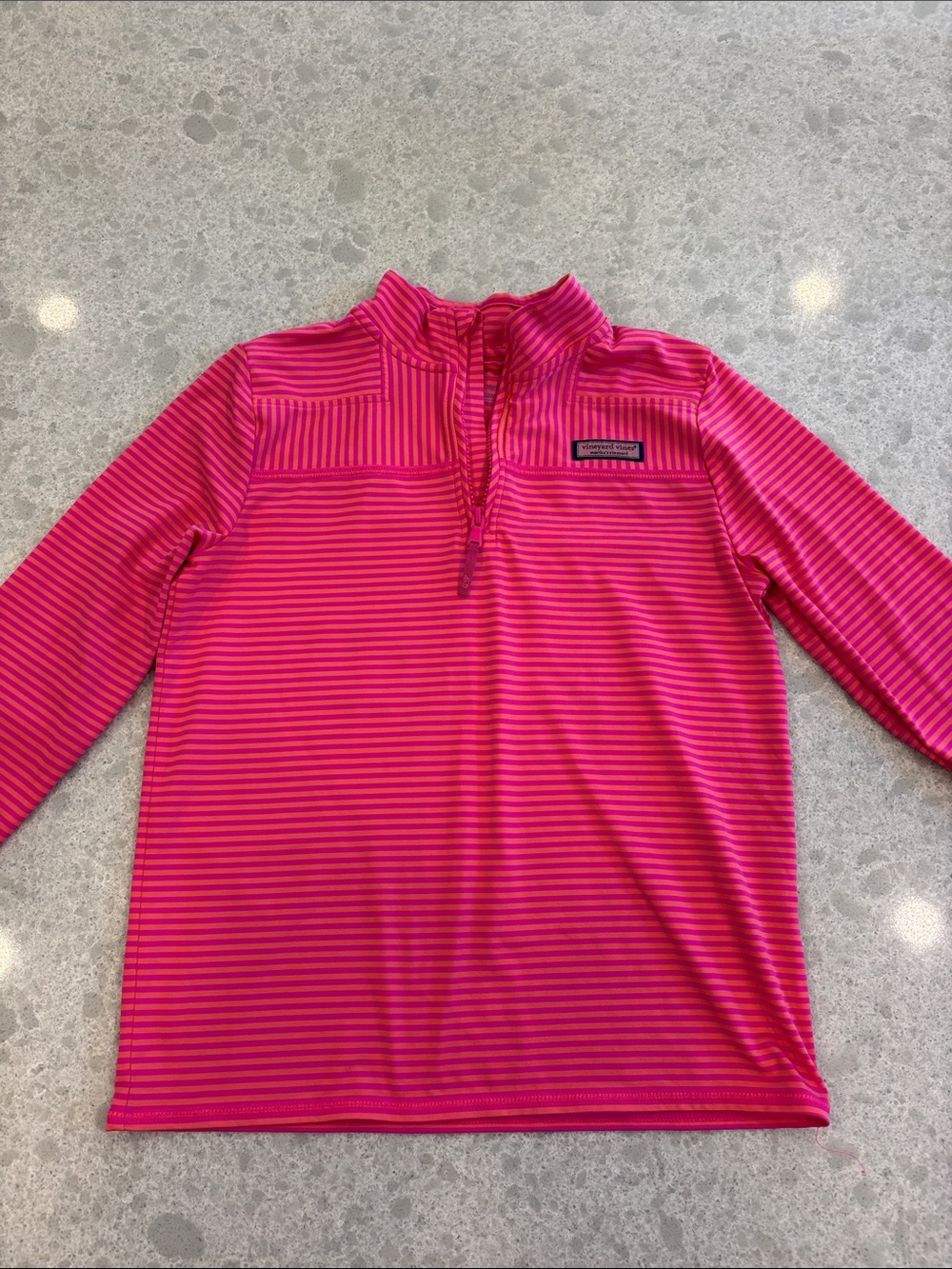 Vineyard Vines Girls' Hot Pink & Fuchsia Striped Quarter-Zip Top